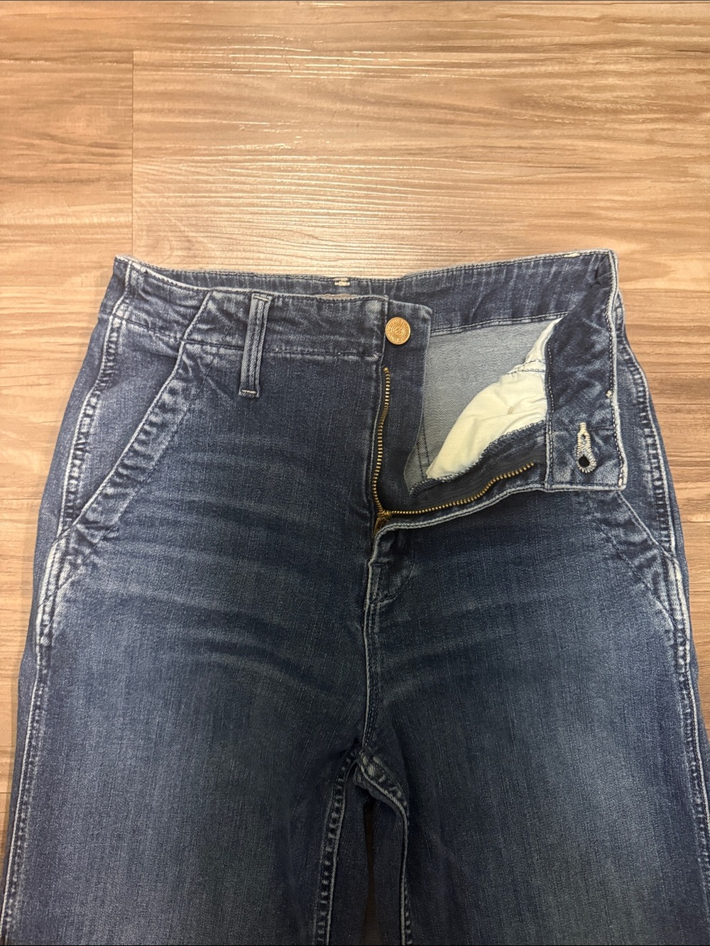 MOTHER The Major Zip Flood Wide Leg Jeans 24 Electric Souvenir $238 - Picture 4 of 12